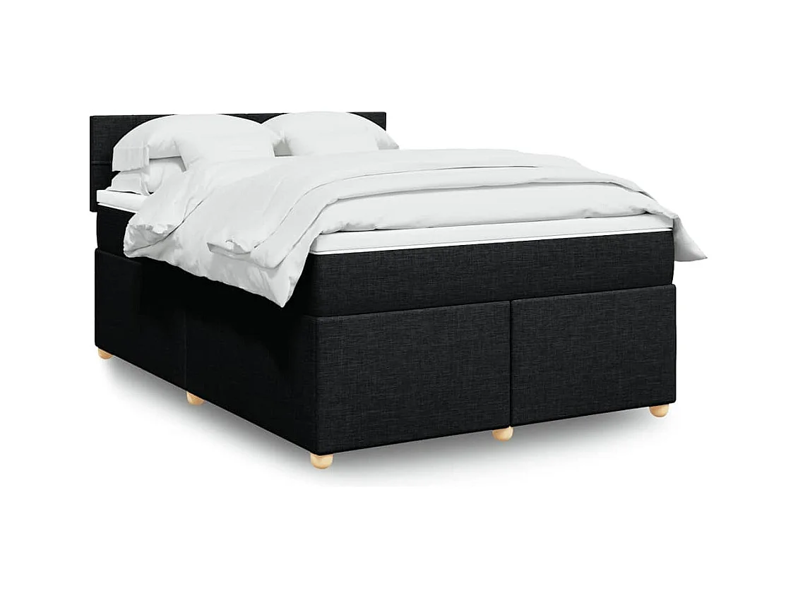 Sommier à lattes de lit avec matelas Noir 140x190 cm Tissu