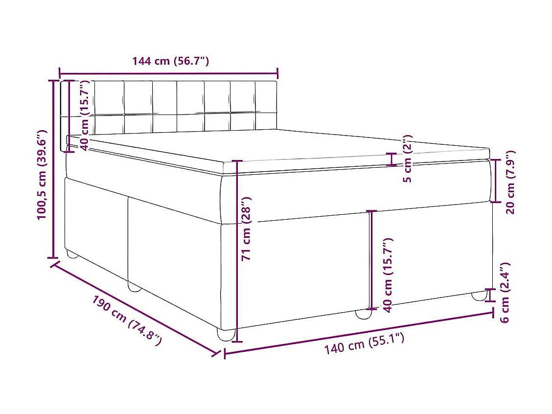 Boxspring met matras stof zwart 140x190 cm