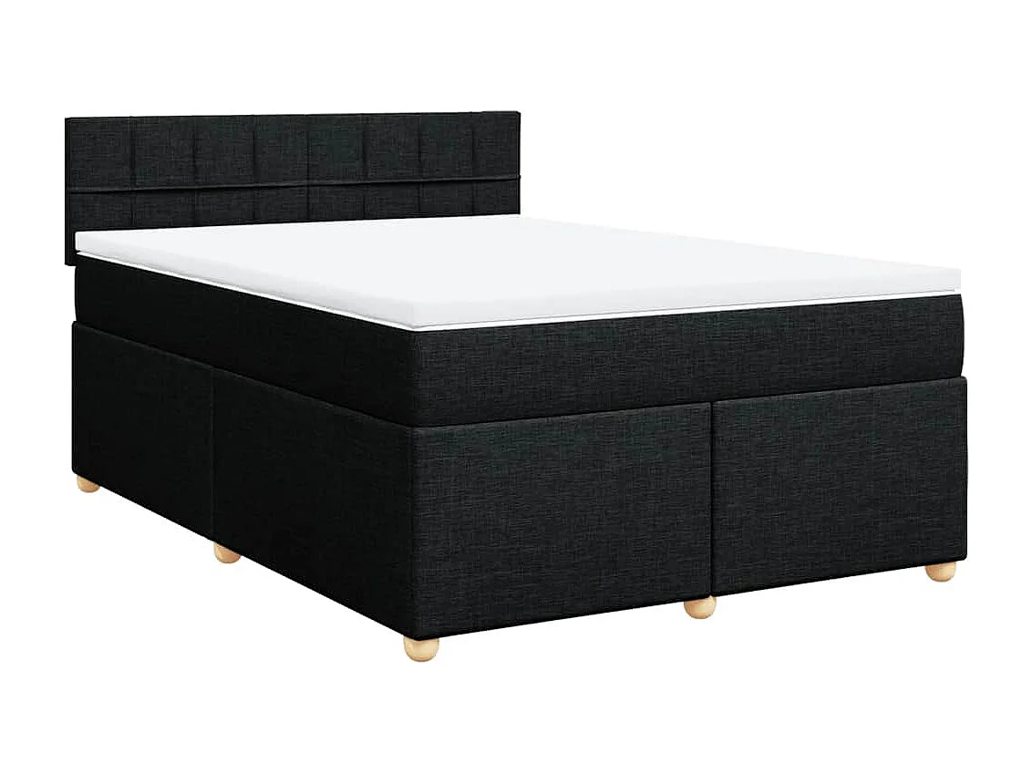 Giroletto a Molle con Materasso Nero 140x190 cm in Tessuto