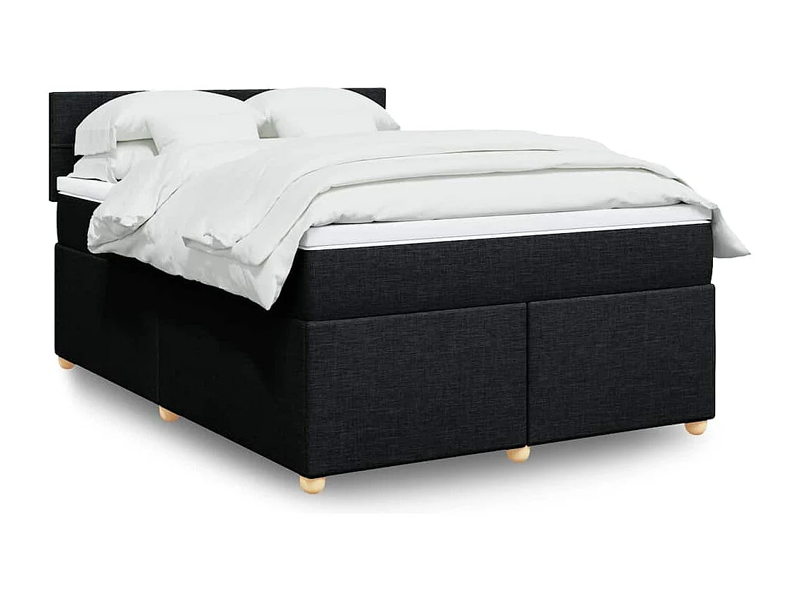 Giroletto a Molle con Materasso Nero 140x190 cm in Tessuto