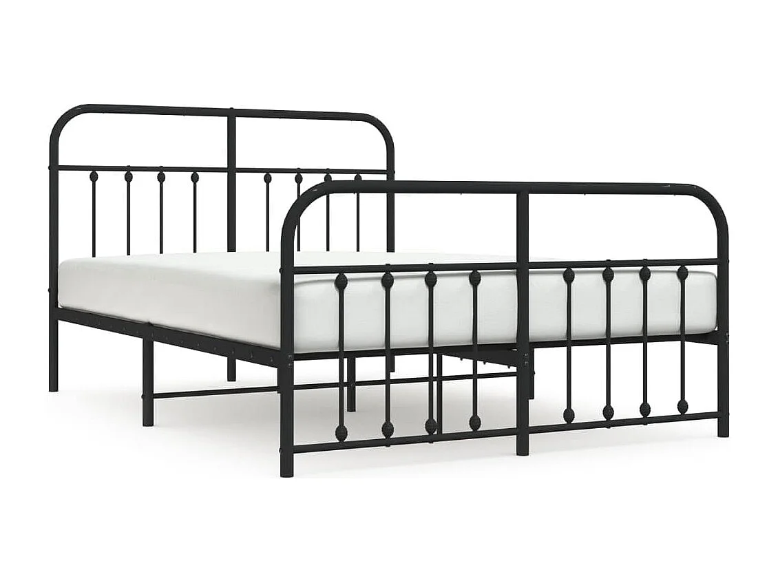 Bettgestell mit Kopf- und Fußteil Metall Schwarz 140x200 cm