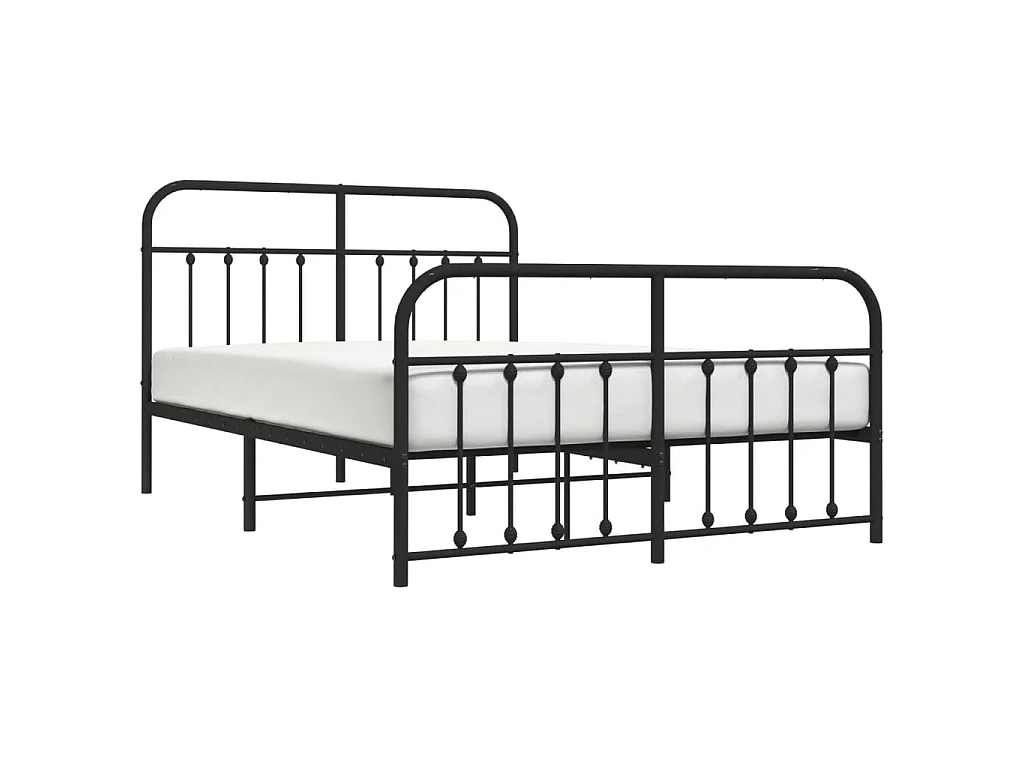 Cadre de lit métal sans matelas avec pied de lit noir 140x200cm