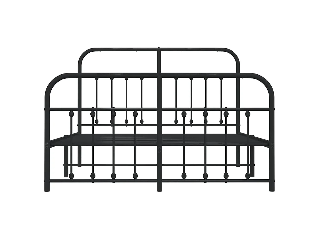 Cadre de lit métal sans matelas avec pied de lit noir 140x200cm