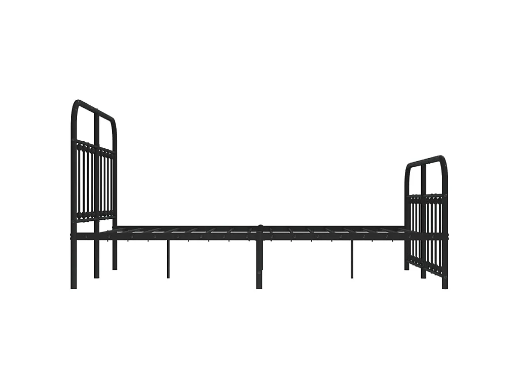 Cadre de lit métal sans matelas avec pied de lit noir 140x200cm