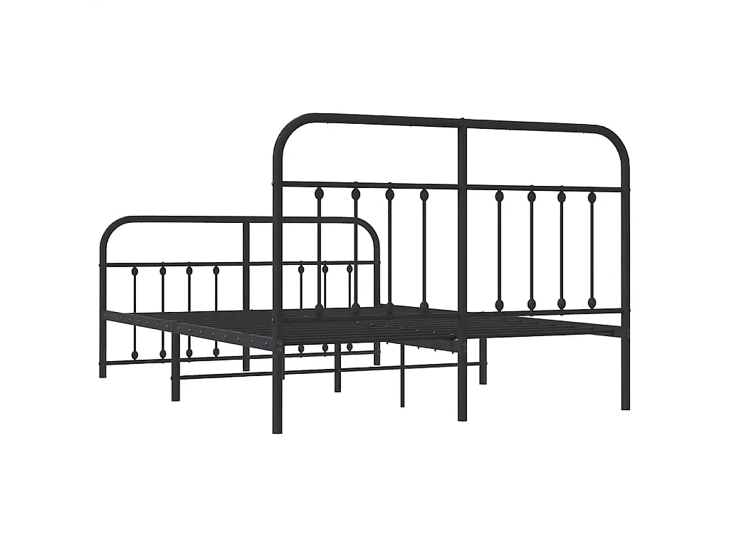 Cadre de lit métal sans matelas avec pied de lit noir 140x200cm