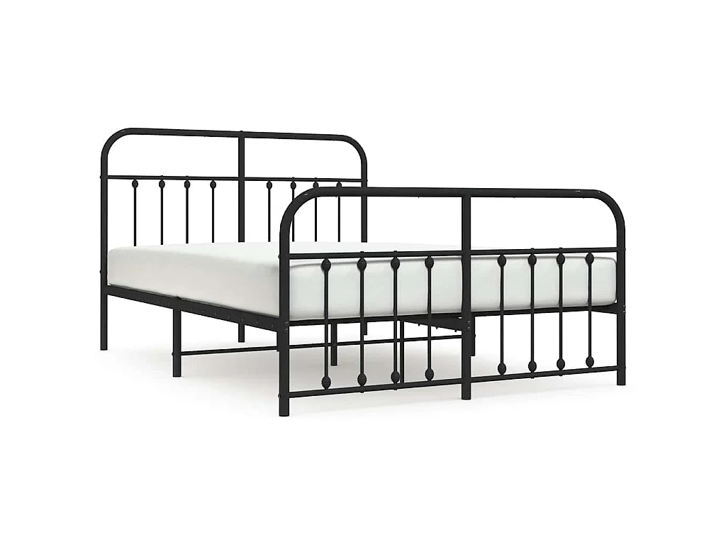 Cadre de lit métal sans matelas avec pied de lit noir 140x200cm