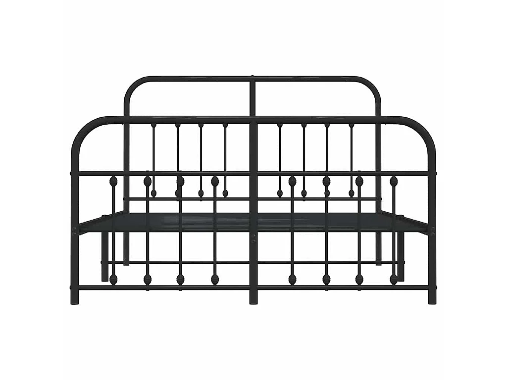 Cadre de lit métal sans matelas avec pied de lit noir 140x200cm