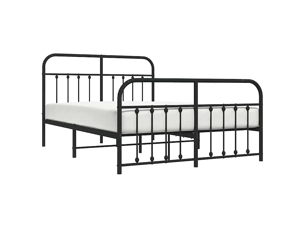 Cadre de lit métal sans matelas avec pied de lit noir 140x200cm