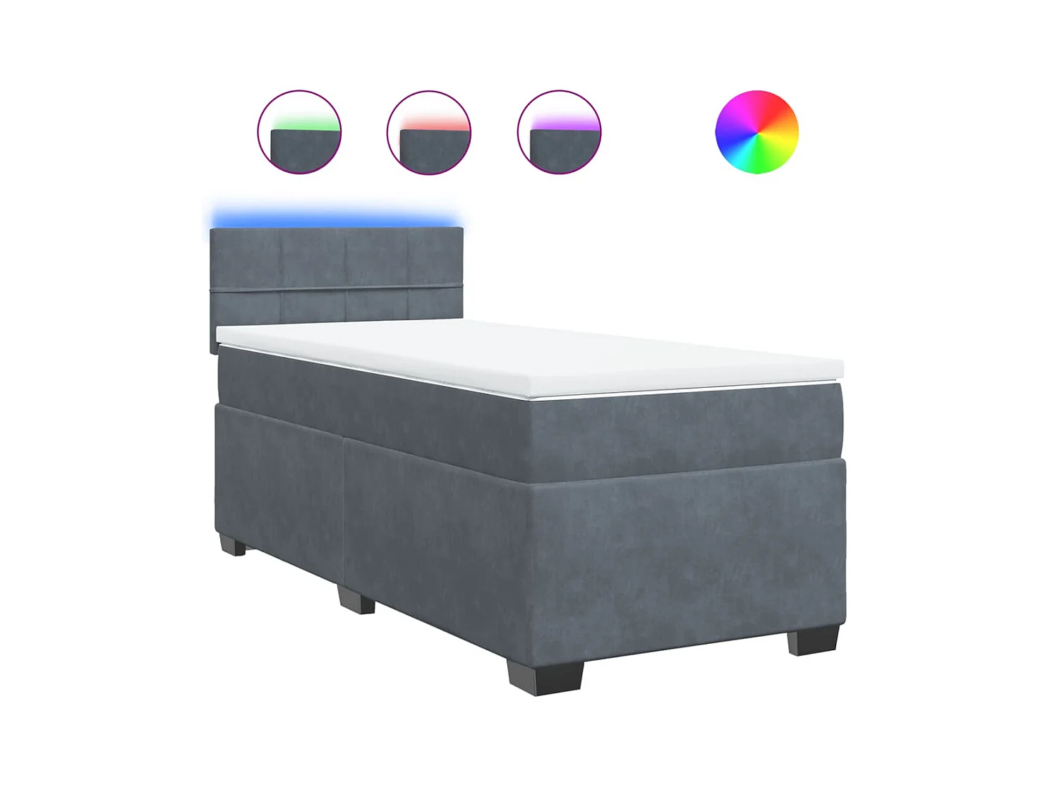 Sommier à lattes de lit et matelas Gris foncé 90x200 cm Velours