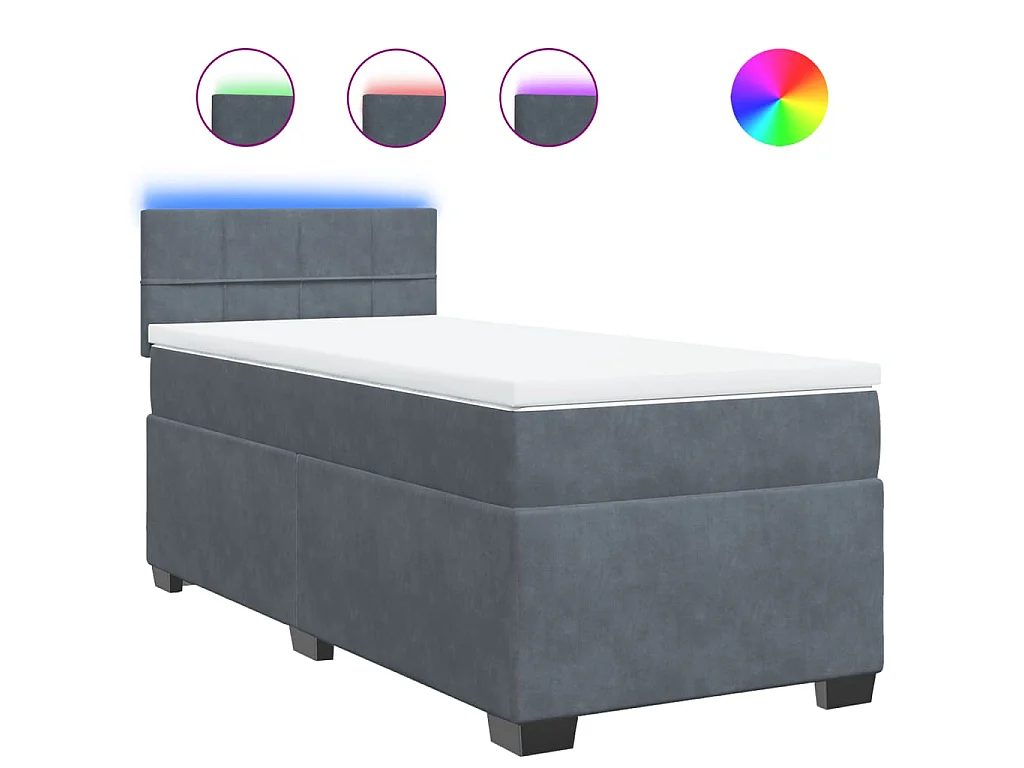 Giroletto a Molle con Materasso Grigio Scuro 90x200 cm Velluto