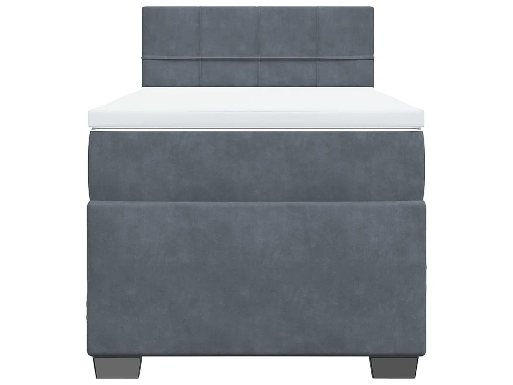 Giroletto a Molle con Materasso Grigio Scuro 90x200 cm Velluto