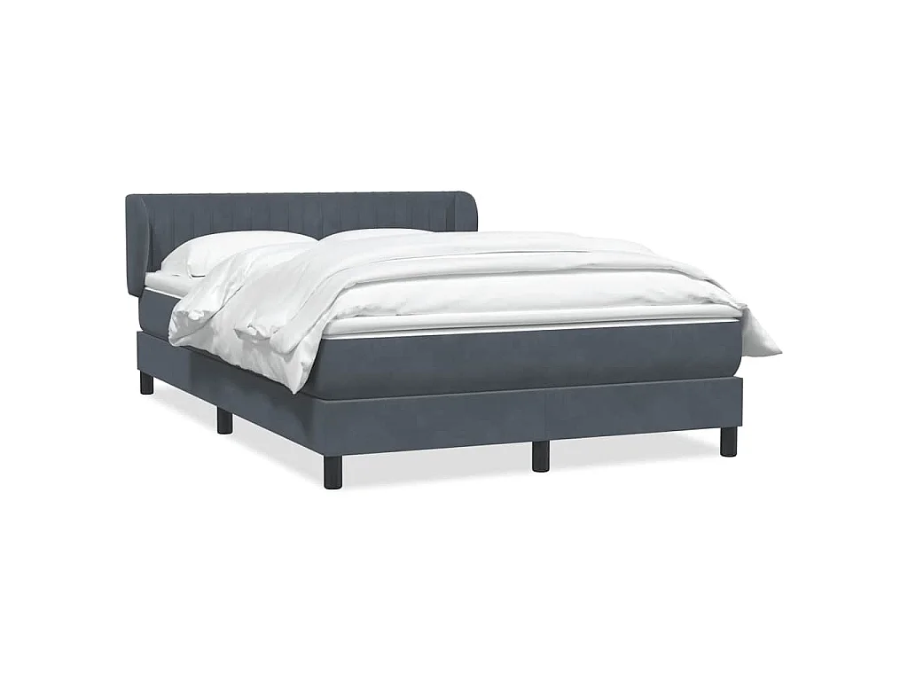 Sommier à lattes de lit et matelas gris foncé 160x210cm velours