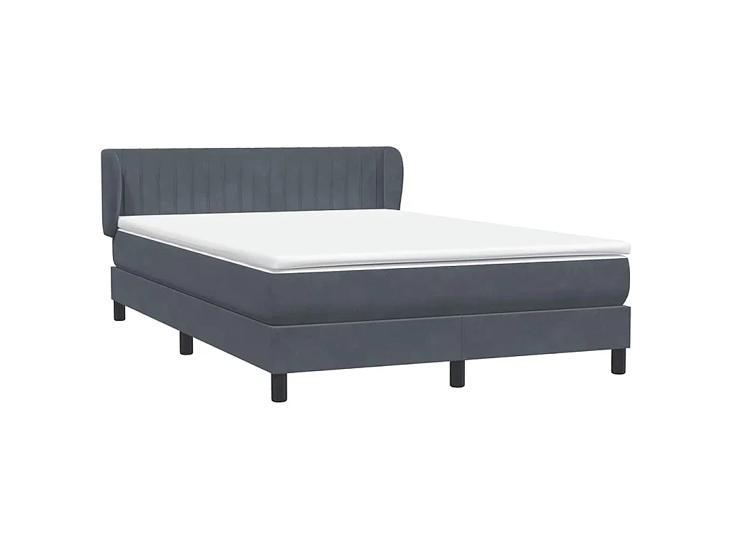 Sommier à lattes de lit et matelas gris foncé 160x210cm velours