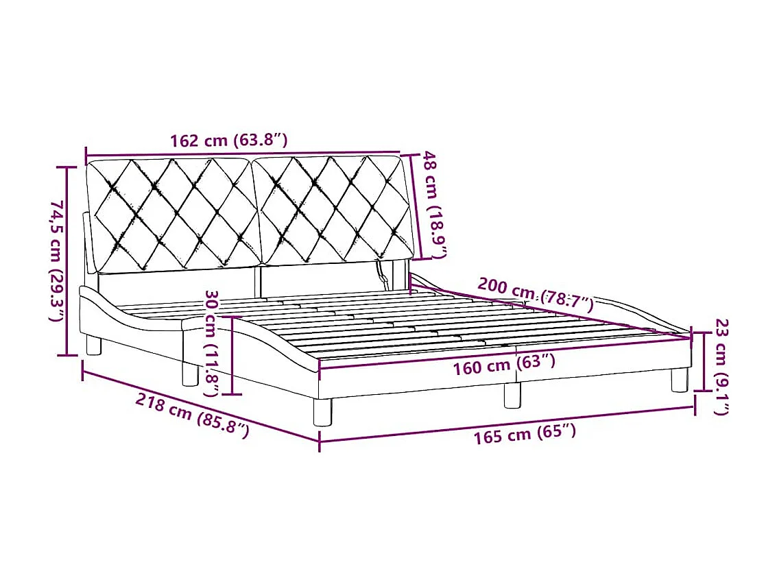 Estrutura de cama com LED sem colchão 160x200 cm tecido creme