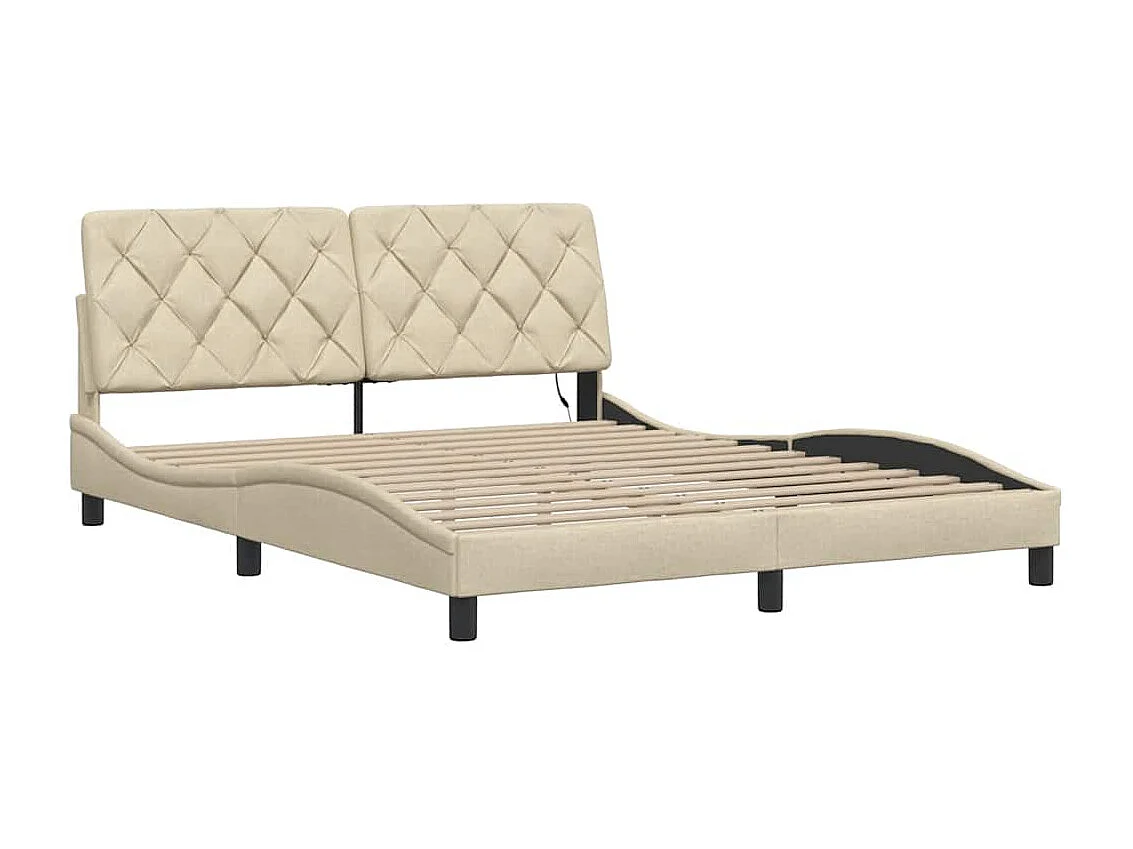 Estrutura de cama com LED sem colchão 160x200 cm tecido creme