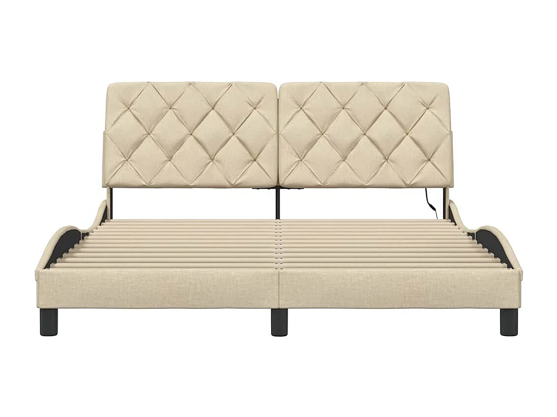 Estrutura de cama com LED sem colchão 160x200 cm tecido creme