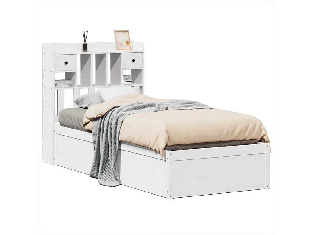 Cama sem colchão 90x190 cm madeira de pinho maciça branco