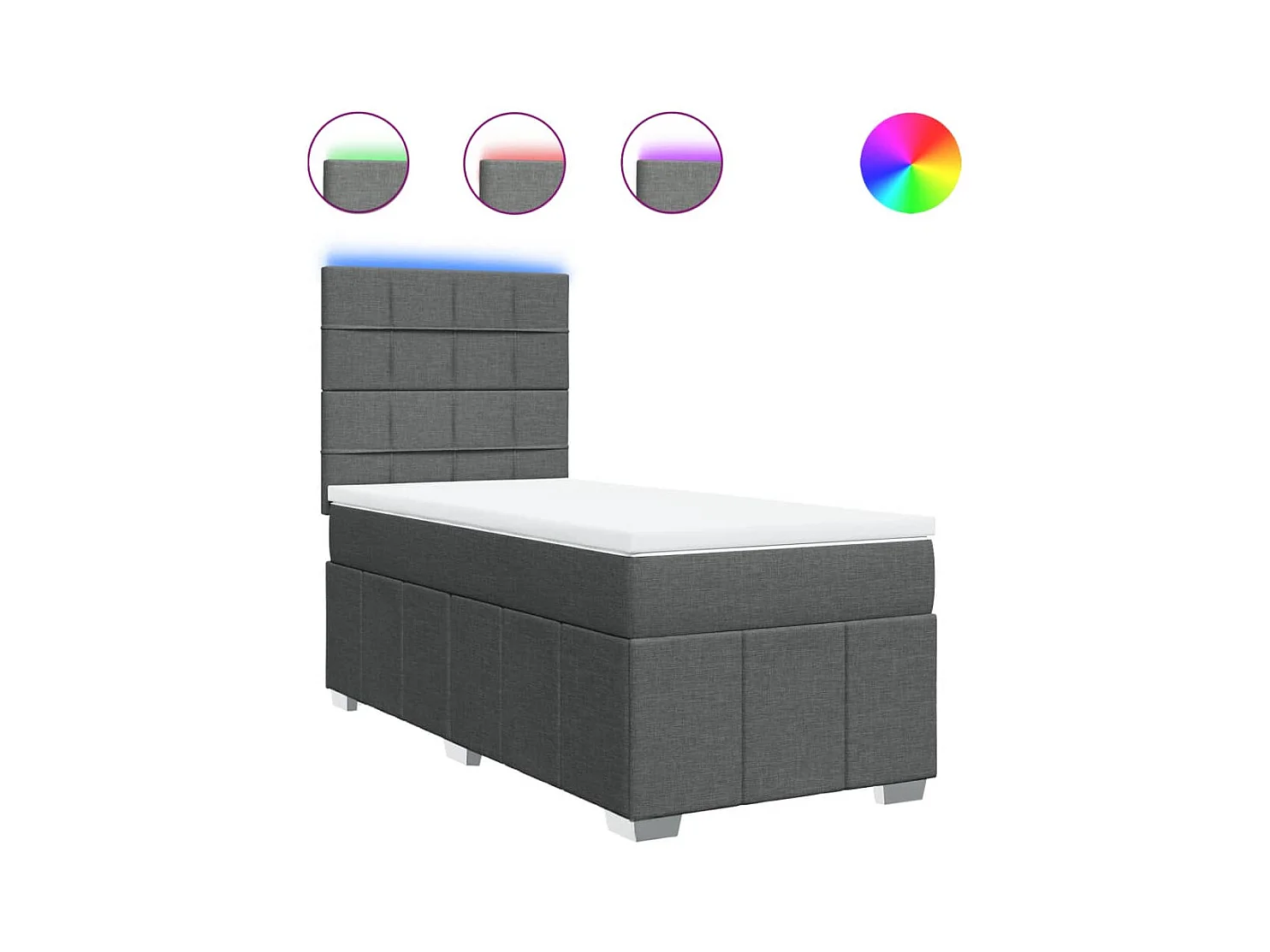 Giroletto a Molle con Materasso Grigio Scuro 90x200 cm Tessuto