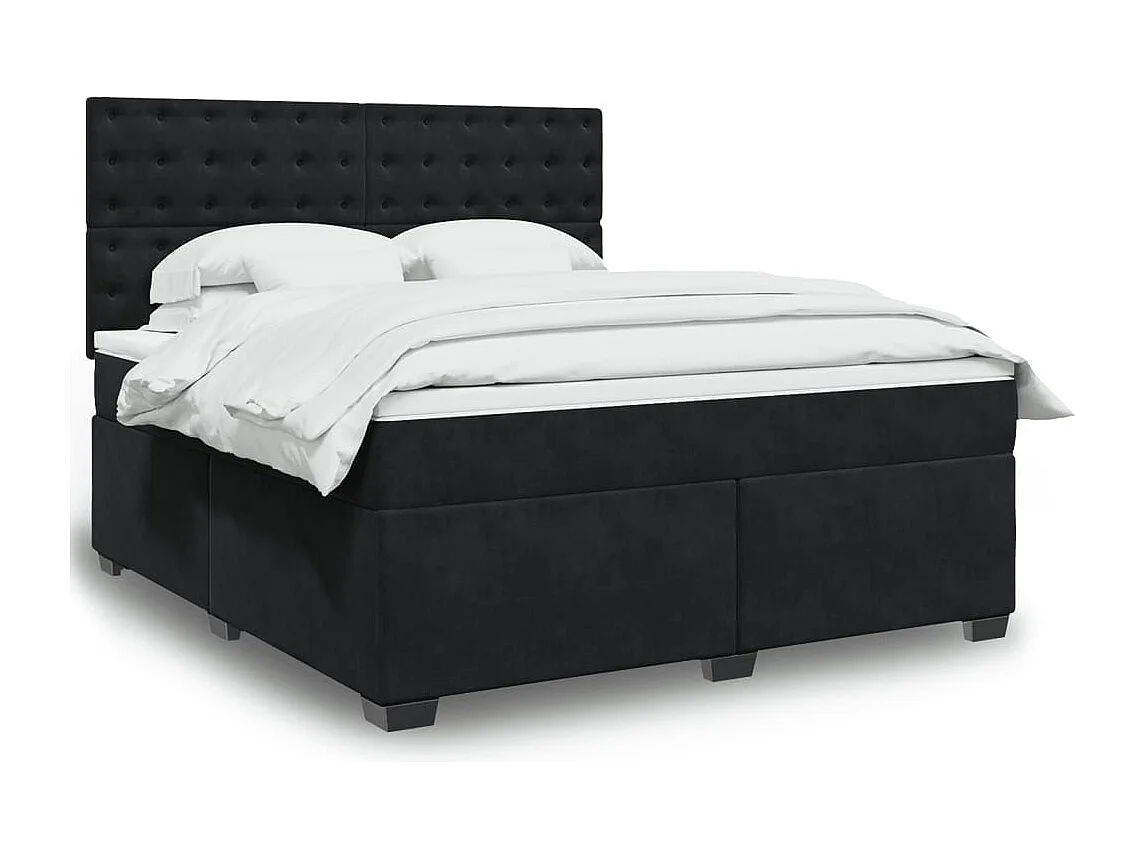Boxspringbett mit Matratze Schwarz 180x200 cm Samt