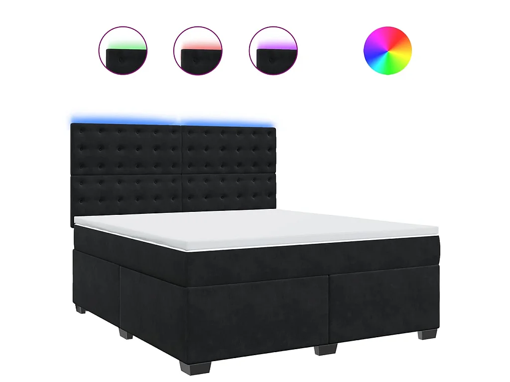 Boxspringbett mit Matratze Schwarz 180x200 cm Samt
