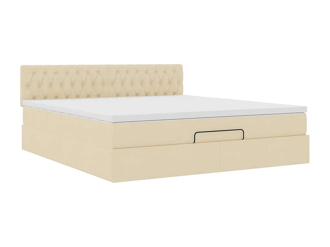 Ottoman-Bett mit Matratze Creme 160x200 cm Stoff