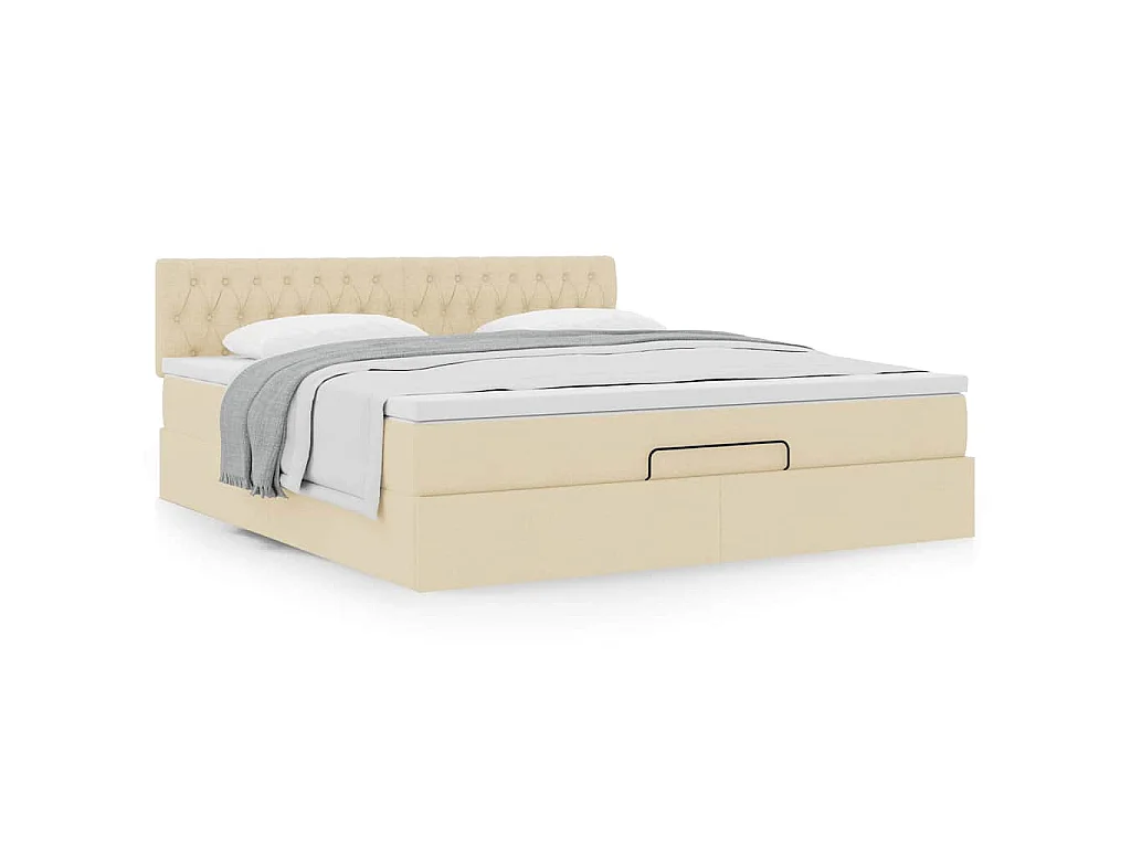 Ottoman-Bett mit Matratze Creme 160x200 cm Stoff