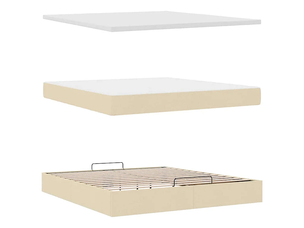 Ottoman-Bett mit Matratze Creme 160x200 cm Stoff