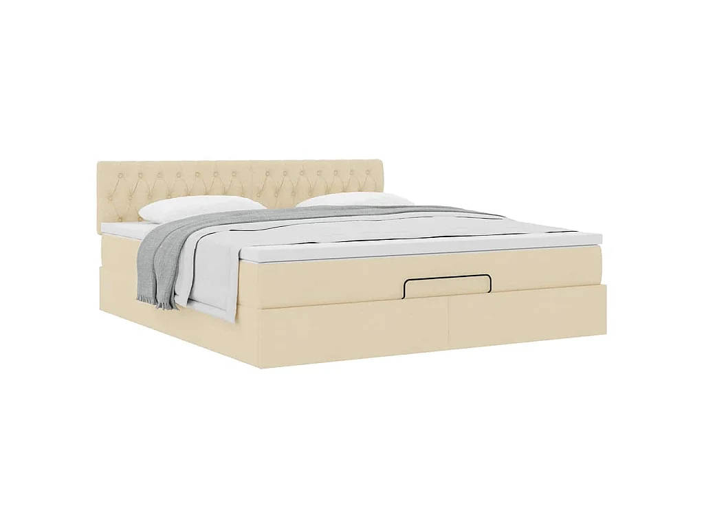 Ottoman bed met matras 160x200cm stof crèmekleurig