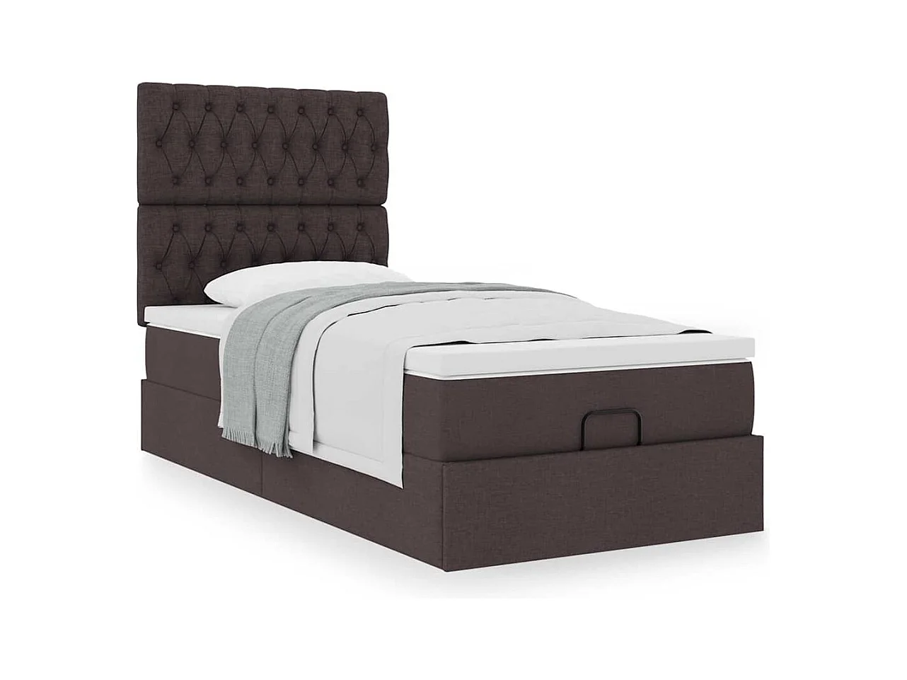 Lit ottoman avec matelas marron foncé 100x200 cm tissu
