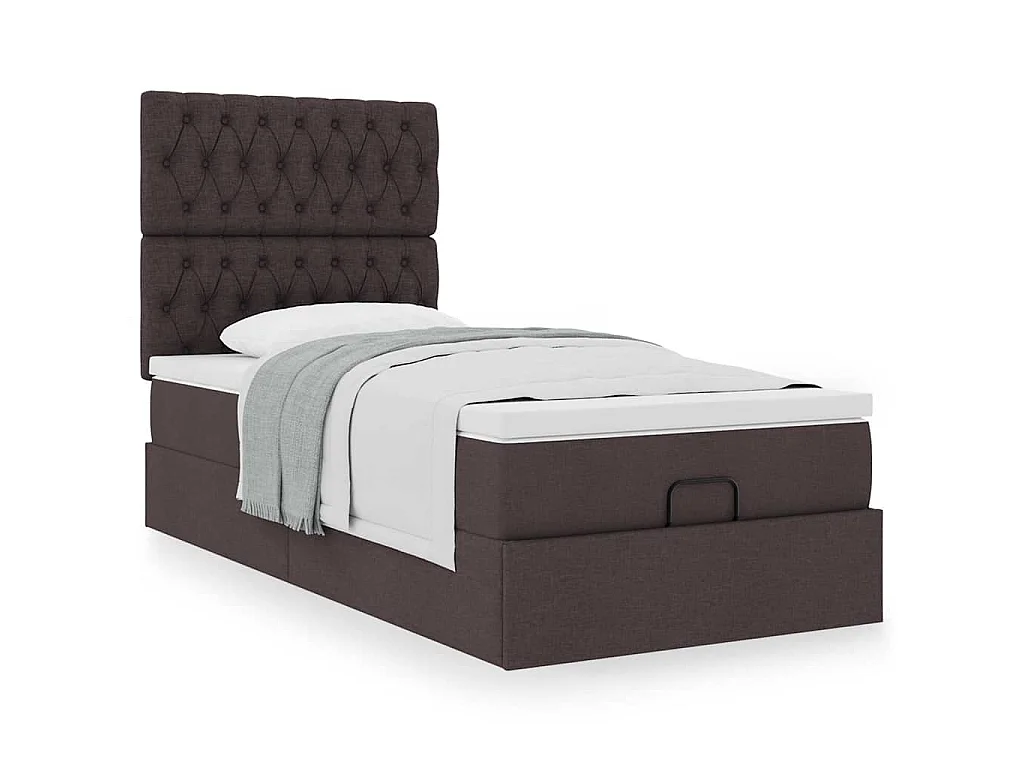Bed met matras 100x200 cm stof donkerbruin