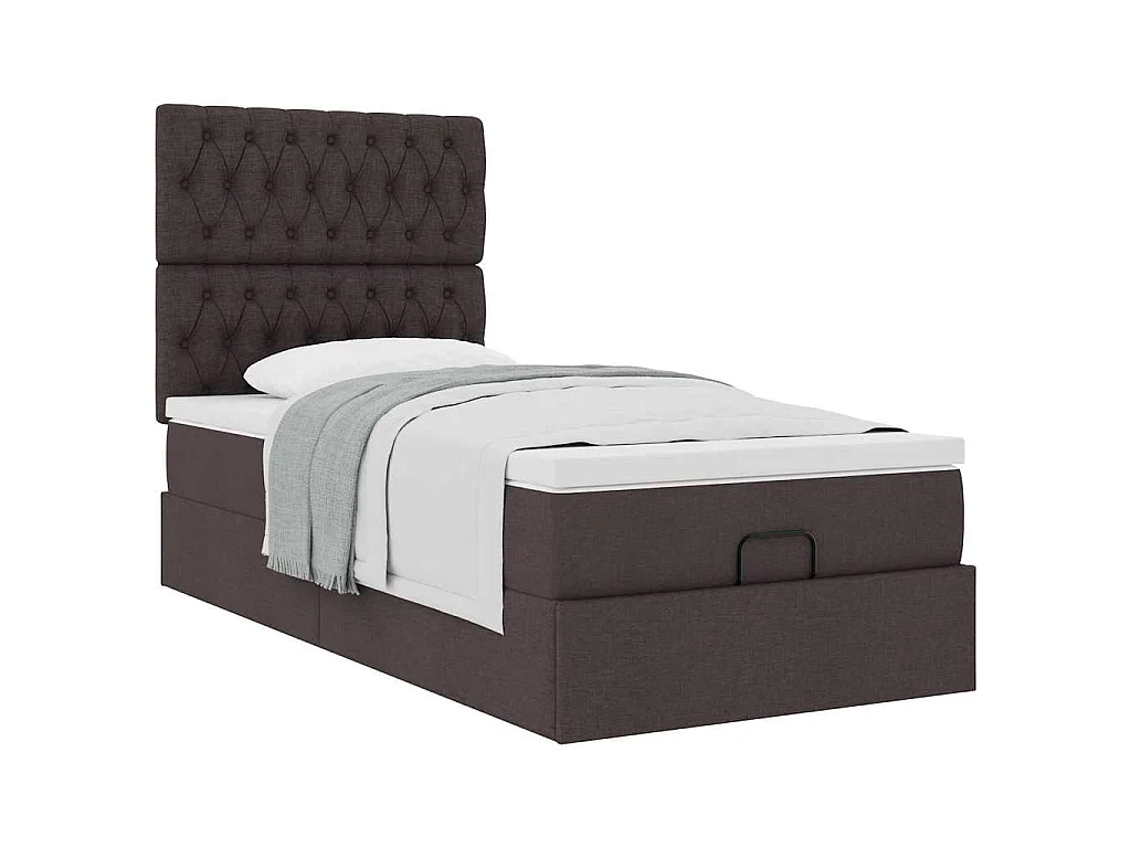 Bed met matras 100x200 cm stof donkerbruin