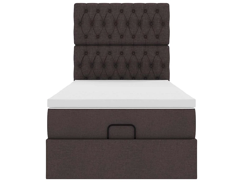 Bed met matras 100x200 cm stof donkerbruin