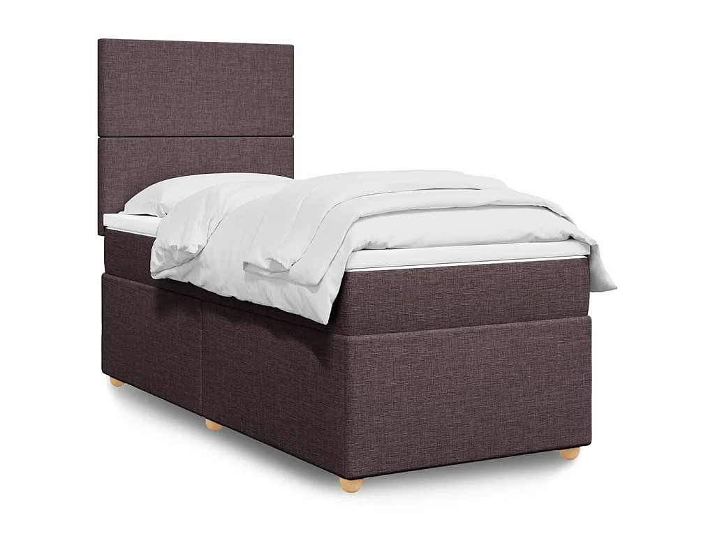 Boxspringbett mit Matratze Dunkelbraun 100x200 cm Stoff