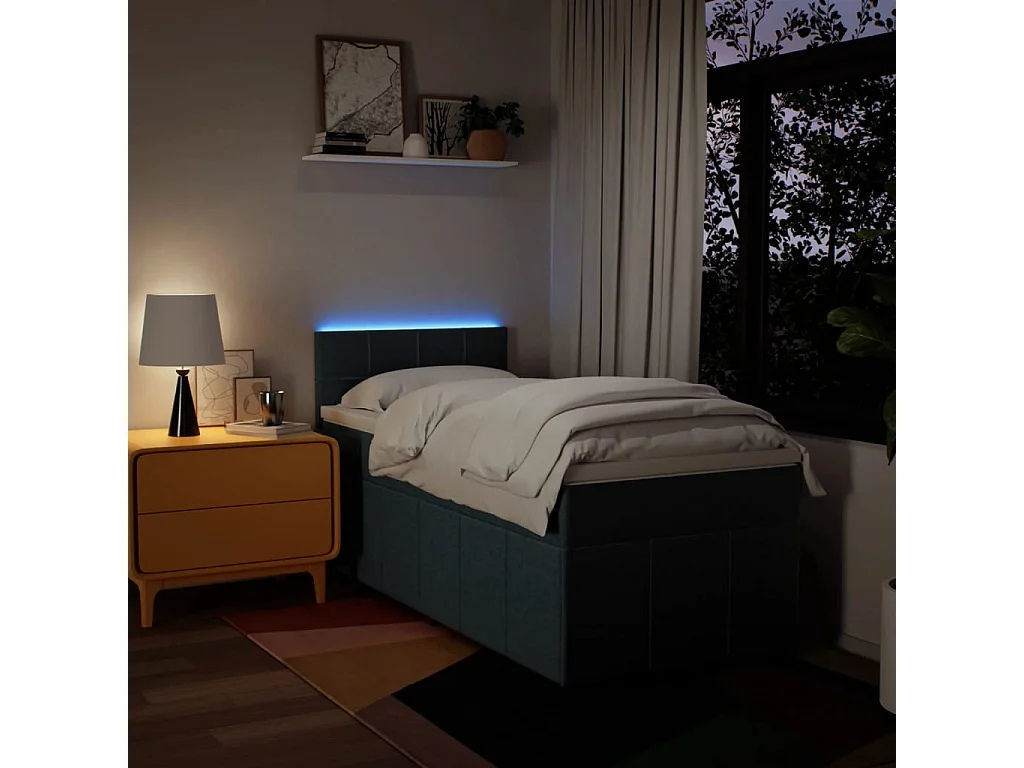 Cama com molas/colchão 100x200 cm tecido azul