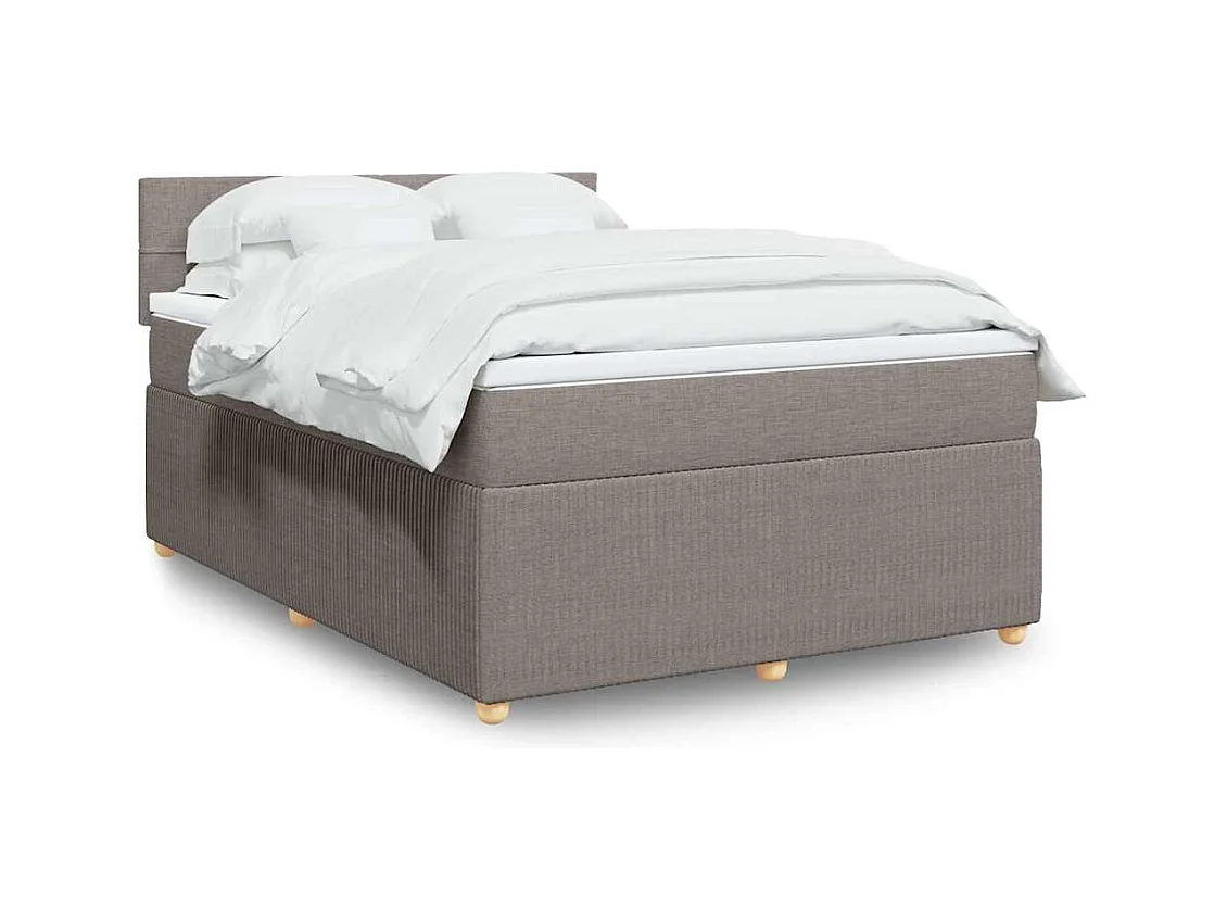 Sommier à lattes de lit avec matelas Taupe 140x190 cm Tissu