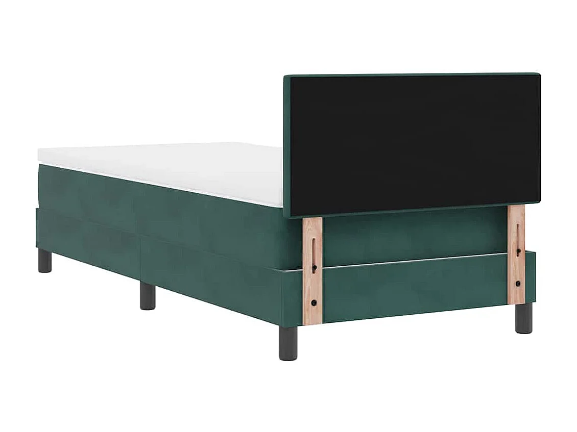 Lit à ressorts avec matelas Vert foncé 90 x 200 cm Velours