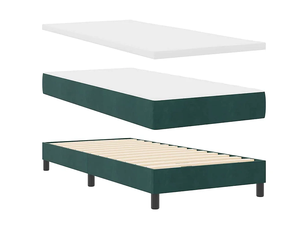 Cama tipo Box Spring Verde oscuro 90 x 200 cm Terciopelo