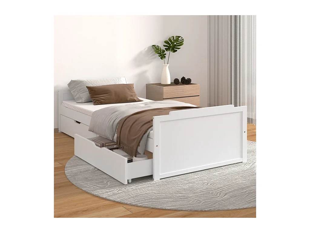 Cadre de lit sans matelas blanc bois de pin massif 90x200 cm