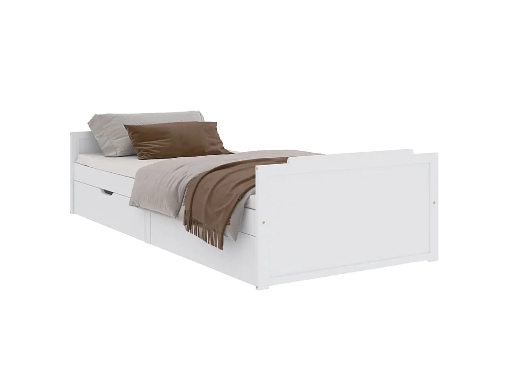 Estrutura de cama com gavetas 90x200 cm pinho maciço branco
