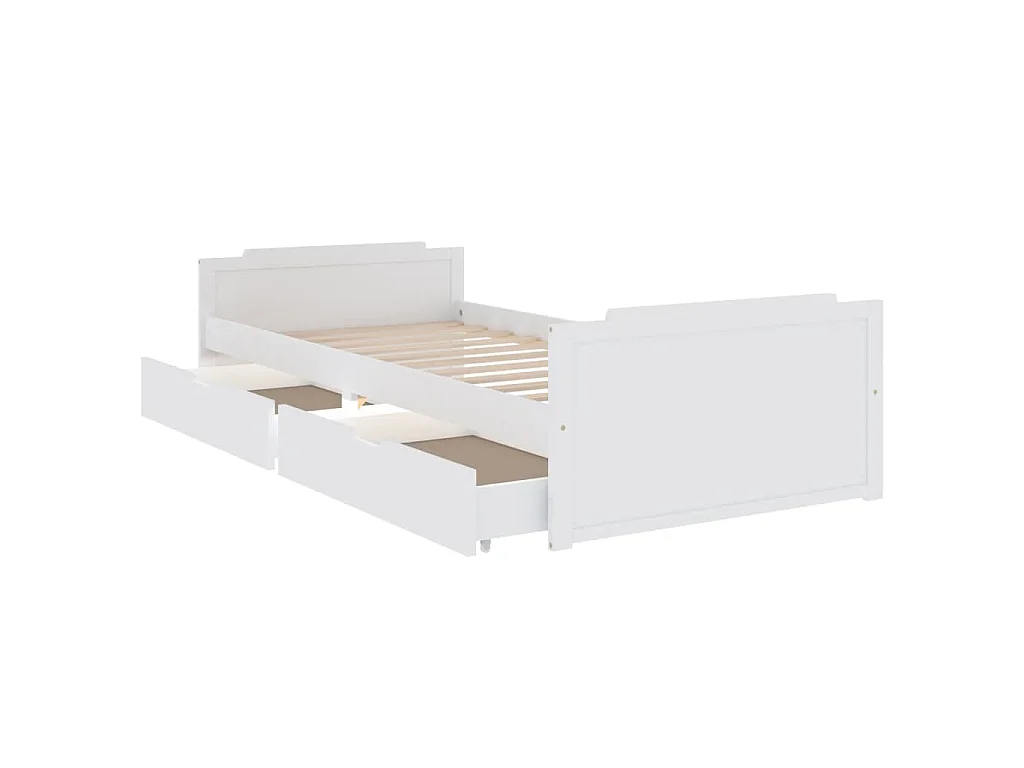 Estrutura de cama com gavetas 90x200 cm pinho maciço branco