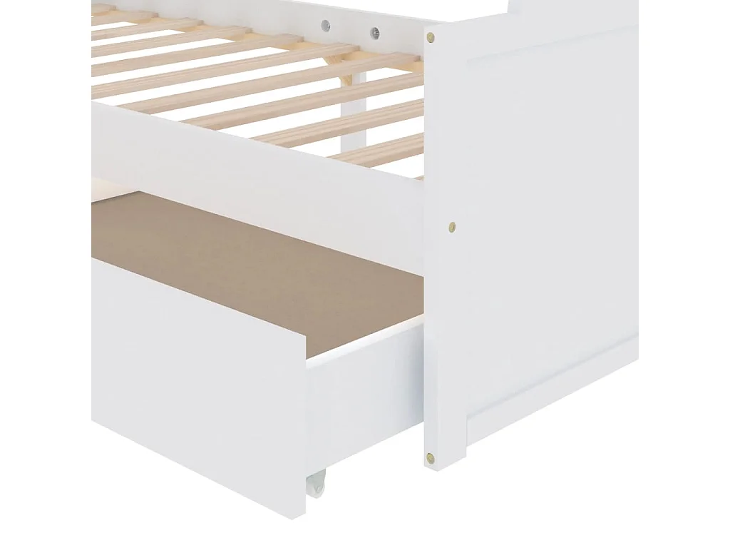 Estrutura de cama com gavetas 90x200 cm pinho maciço branco