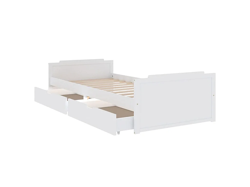 Cadre de lit sans matelas blanc bois de pin massif 90x200 cm