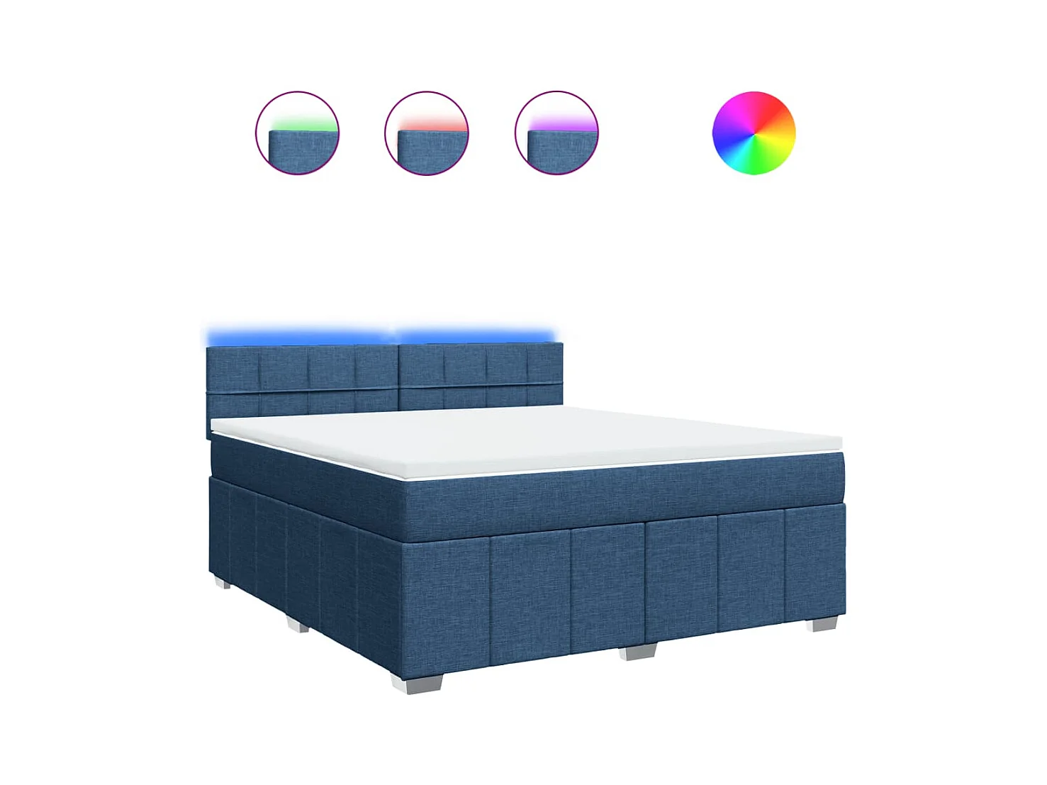 Boxspringbett mit Matratze Blau 180x200 cm Stoff