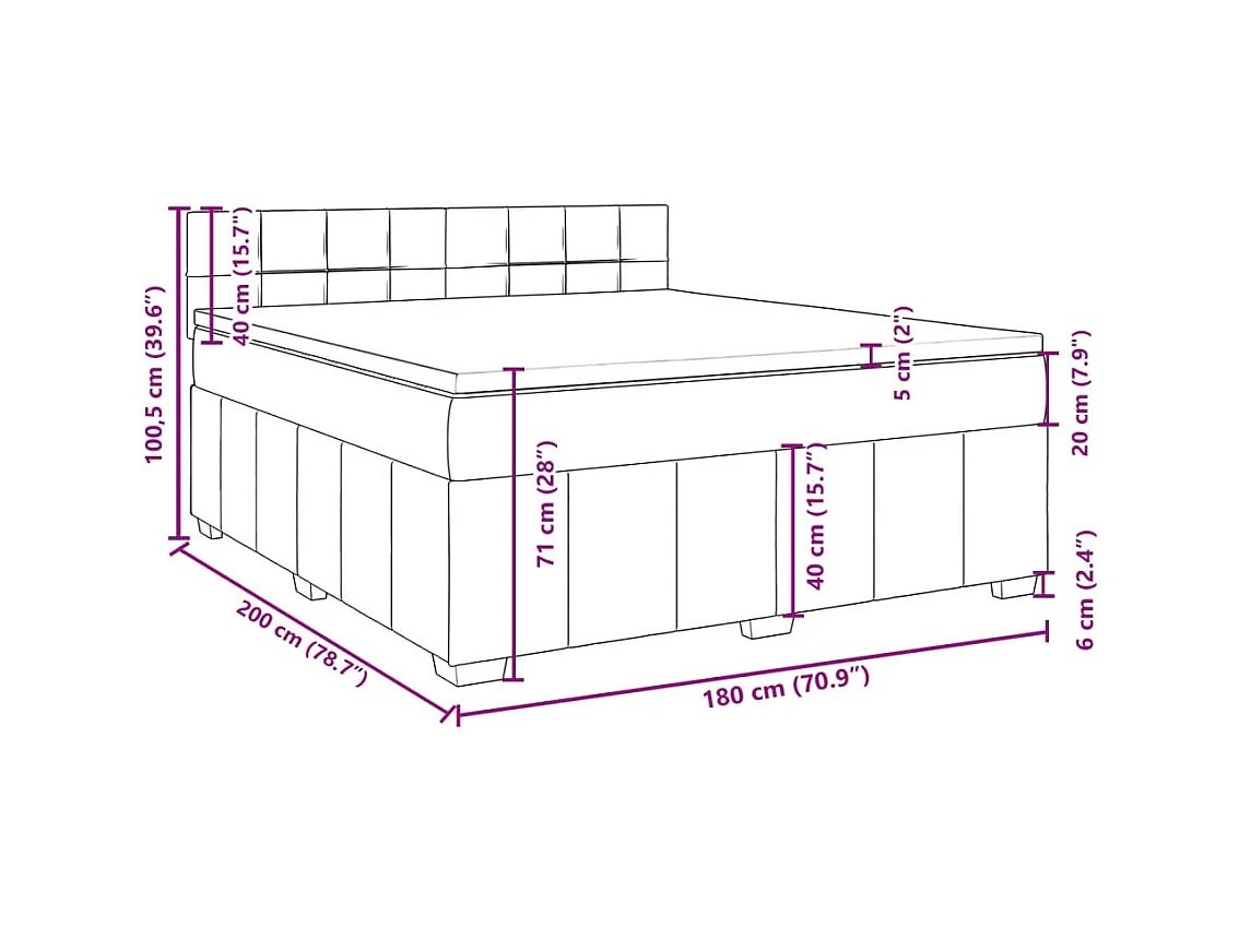 Boxspringbett mit Matratze Blau 180x200 cm Stoff