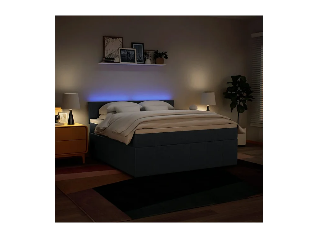 Boxspringbett mit Matratze Blau 180x200 cm Stoff