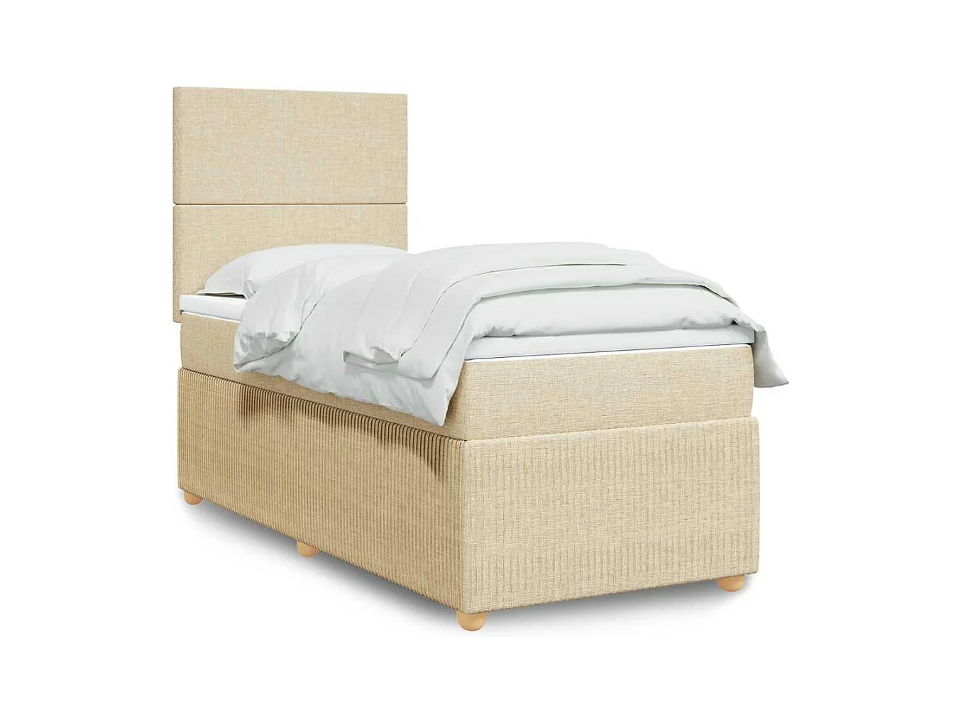 Giroletto a Molle con Materasso Crema 90x190 cm in Tessuto