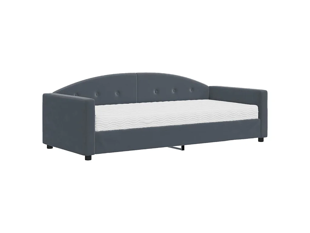 Divano Letto con Materasso Grigio Scuro 90x200 cm in Velluto