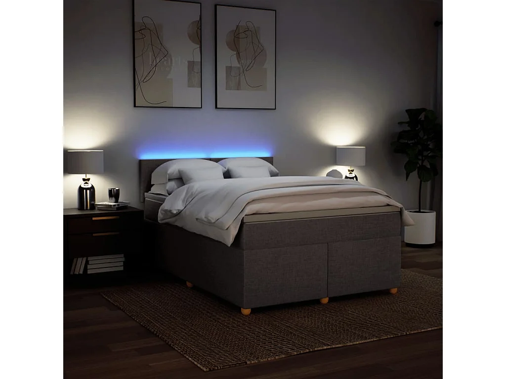 Sommier à lattes de lit avec matelas Taupe 160x200 cm Tissu