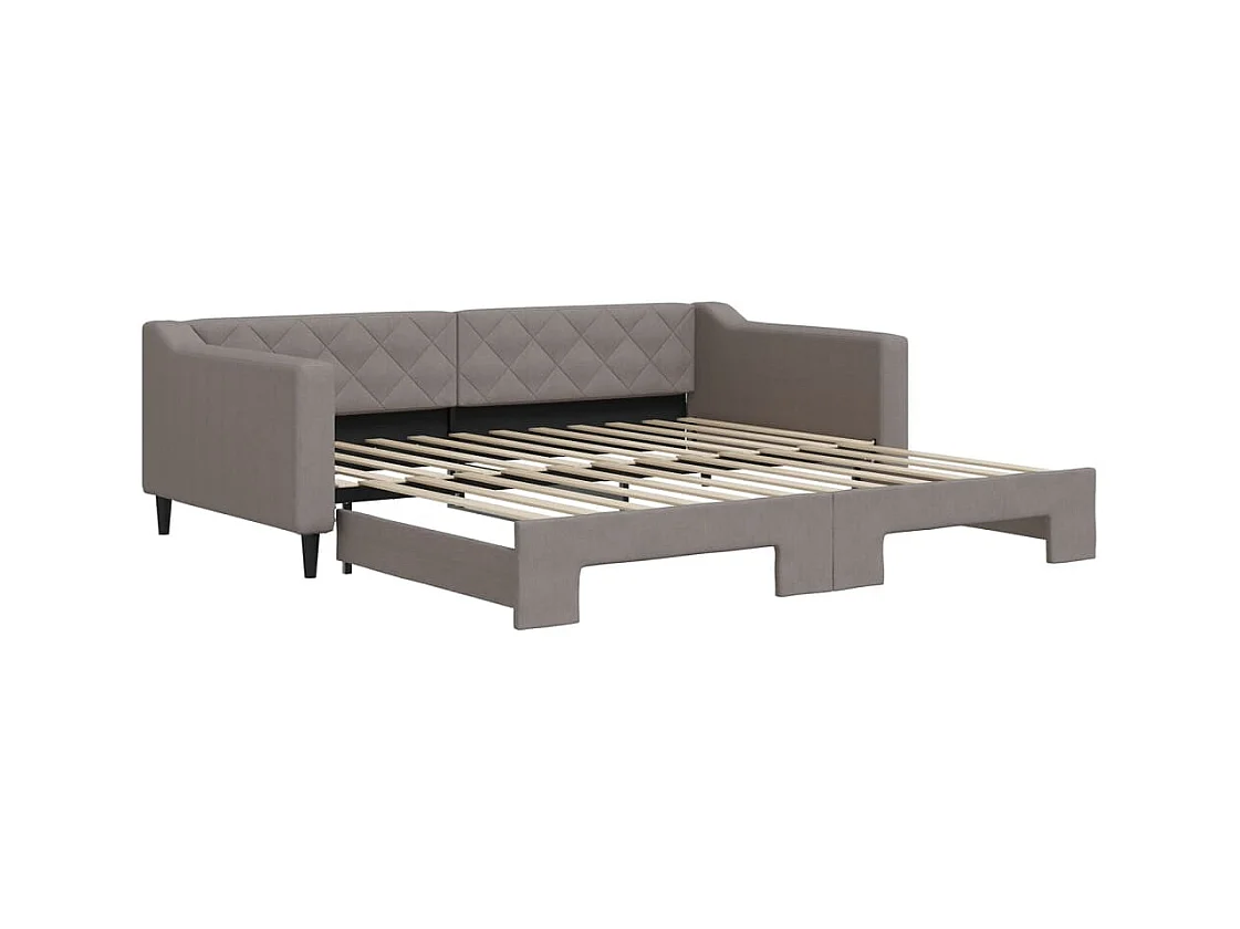 Lit de jour avec lit gigogne taupe 100x200 cm tissu