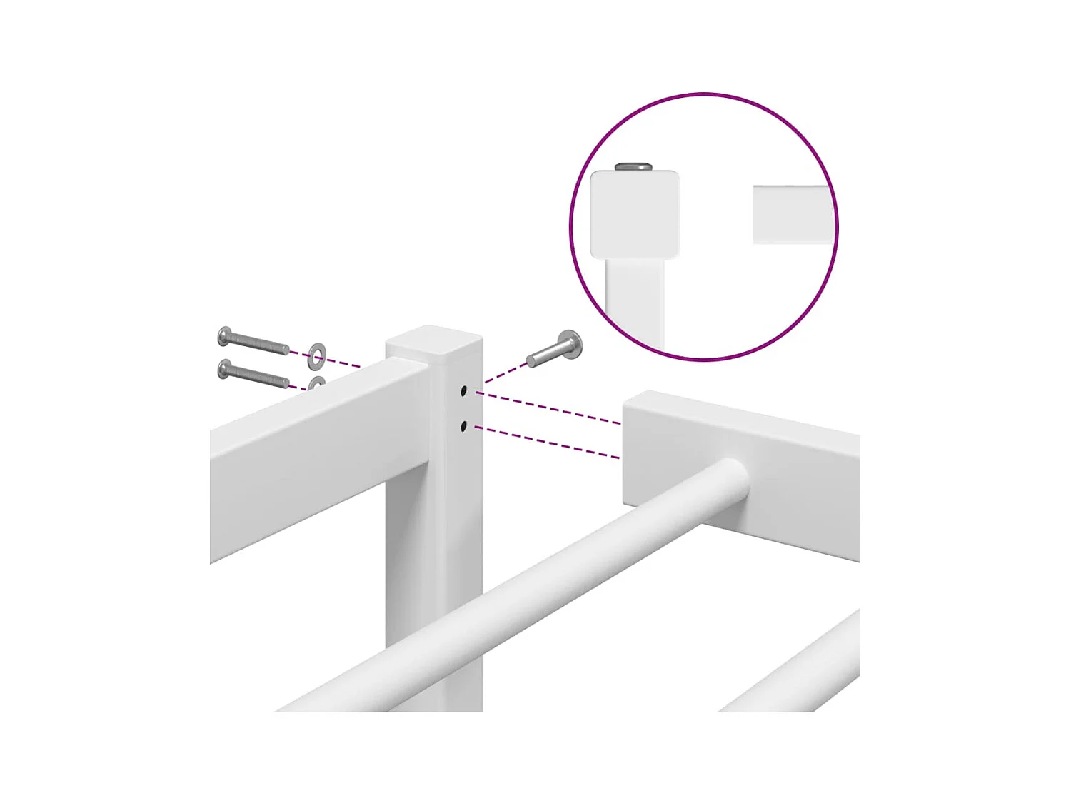 Cadre de lit métal blanc 140x190 cm